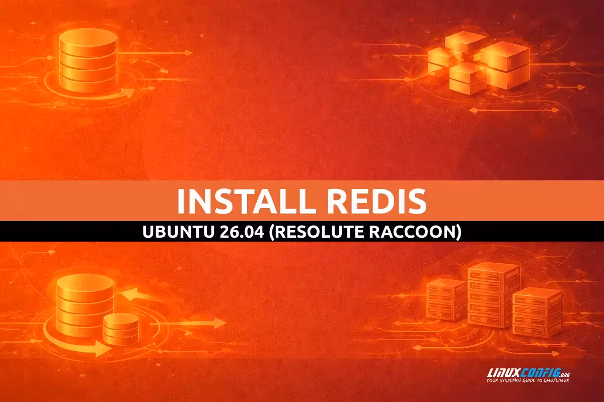 Abstract illustration representing Redis in-memory data store on Ubuntu Linux with data structure and caching visual elements