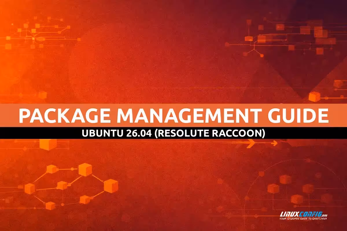 Abstract illustration representing APT package management on Ubuntu Linux with package boxes, terminal elements, and dependency connections