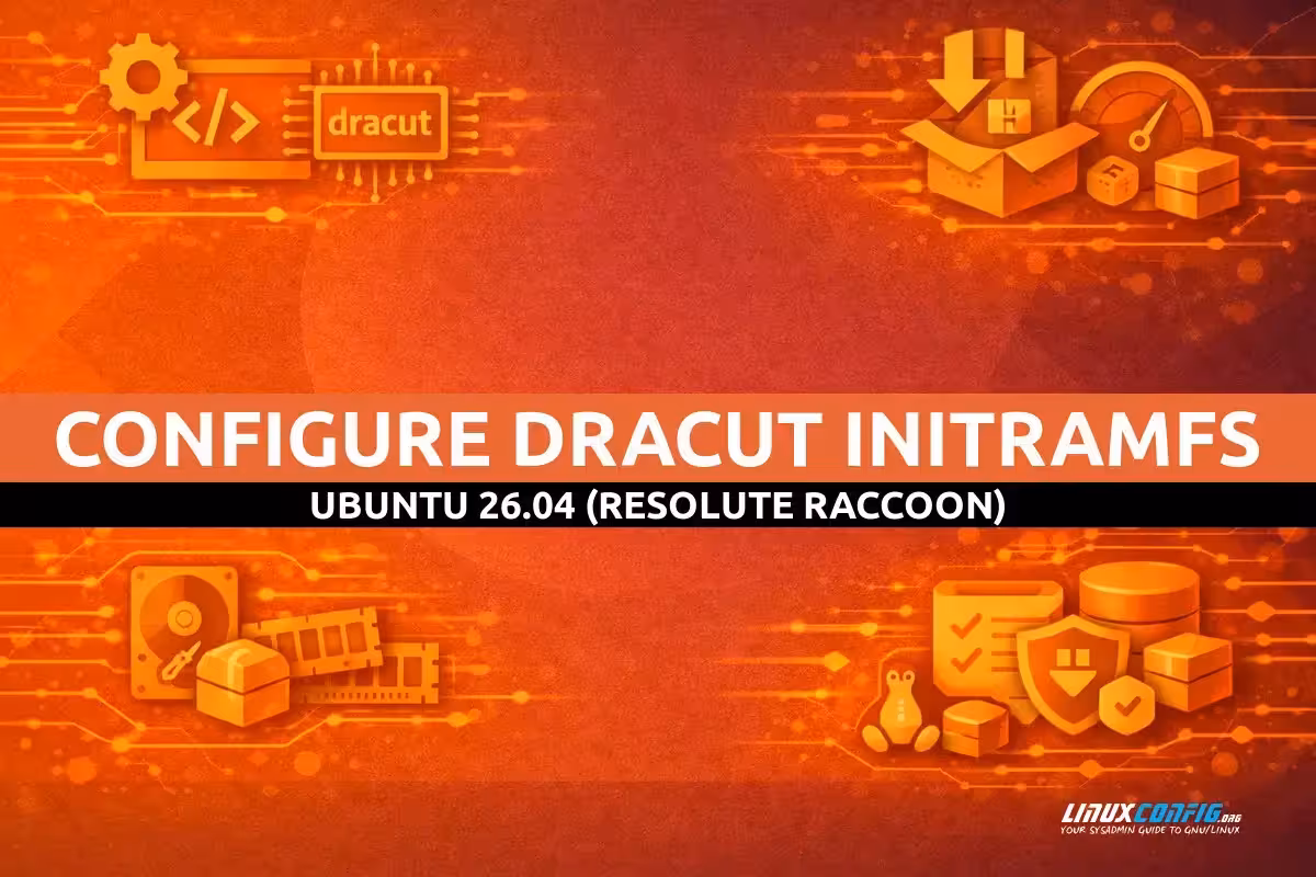 Abstract illustration representing Dracut initramfs boot process on Ubuntu Linux with modular components and kernel symbols