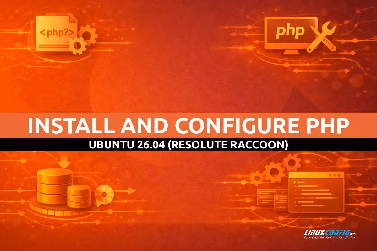 Abstract illustration representing PHP installation and configuration on Ubuntu Linux with server and code elements
