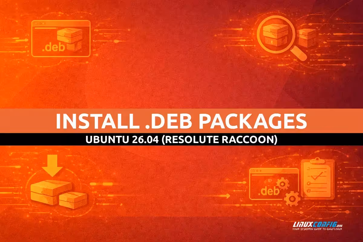 Abstract illustration representing .deb package installation on Ubuntu Linux with package archive and terminal elements