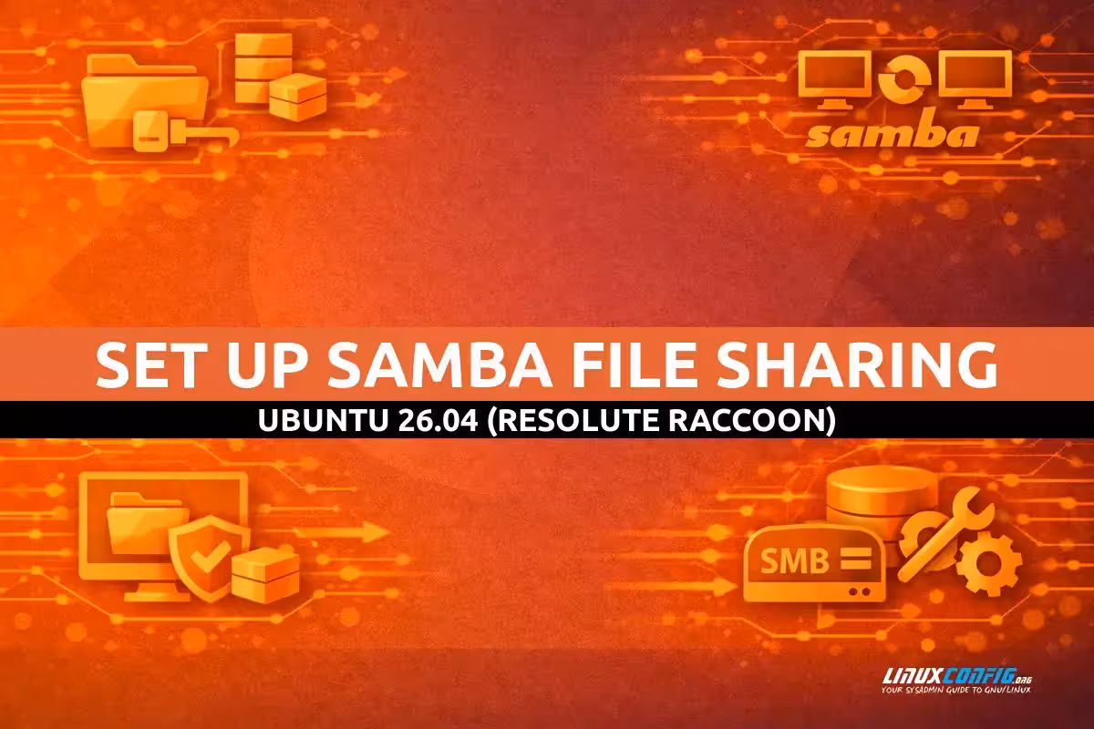 Abstract illustration representing Samba file sharing between Linux and Windows systems on Ubuntu Linux with network and folder icons
