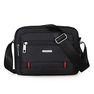 Large Satchel Rectangle Nylon Messenger Bag Casual Oxford Cloth Men Crossbody Black