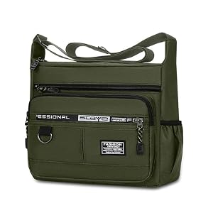 Pocket Large Capacity Outdoor Nylon Men Messenger Bag Multilayer Shoulder Green
