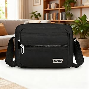 Classic Shoulder Handbag for Men Small Men Crossbody Sling Bag Portable Outdoor Travel, Black