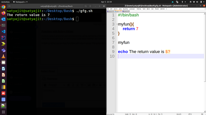 Output of Functions with Return Values