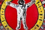 Picture of a mural featuring an astronaut surrounded by a circle.