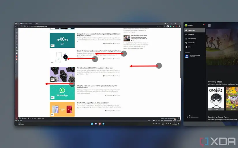 Image showing how to swipe sideways with four fingers to switch virtual desktops