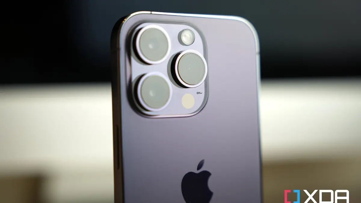 Apple iPhone 14 Pro in Dark Purple.