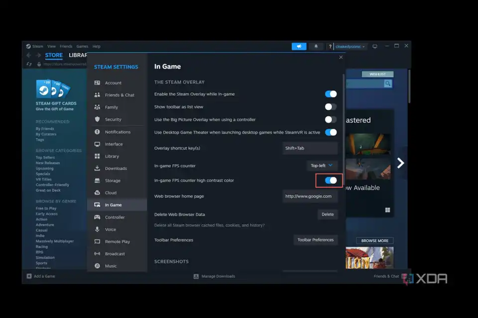 Enable the In-game FPS counter high contrast color option