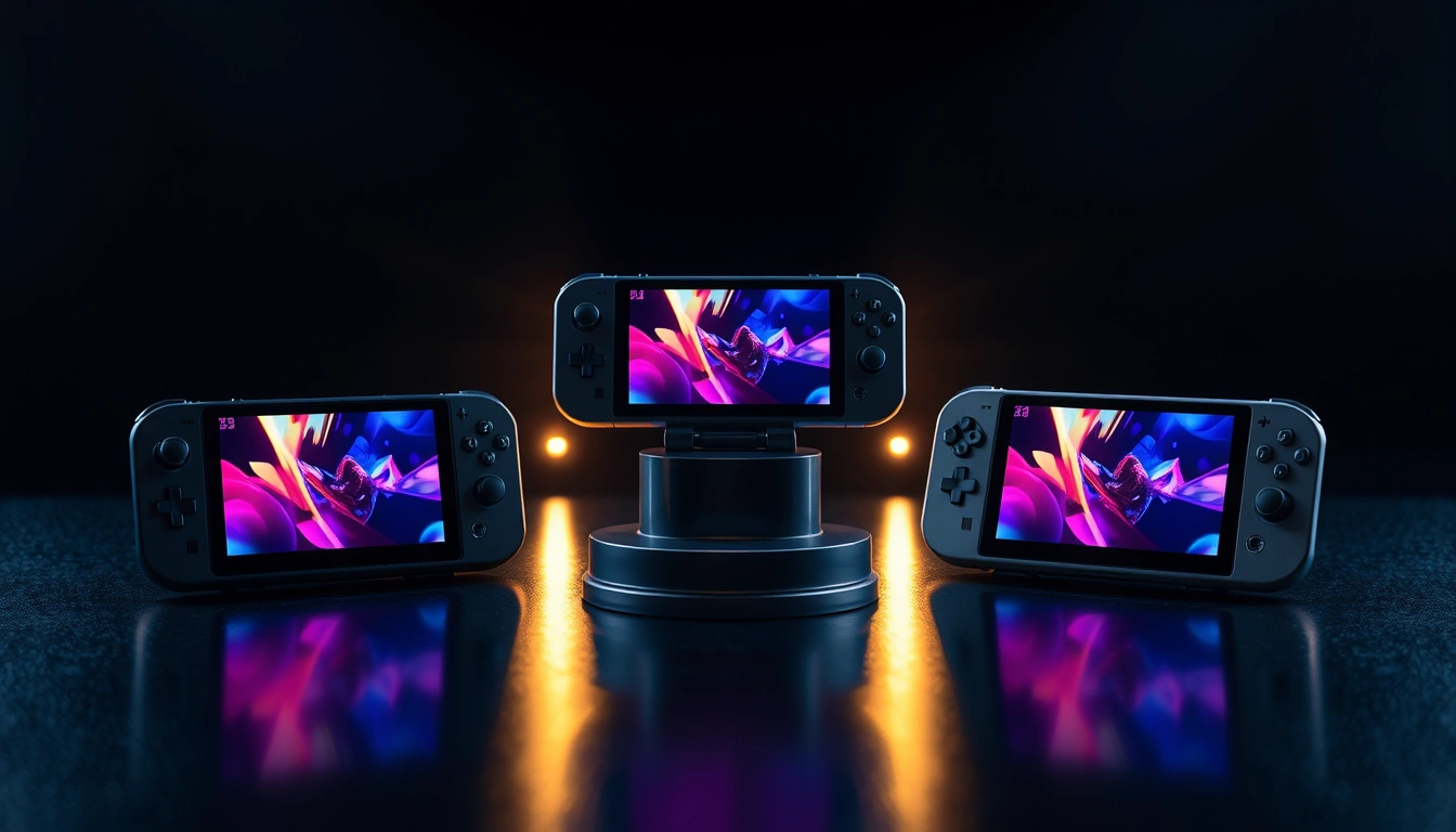 Premium gaming handheld consoles on display