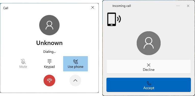 Screenshot: Calling UI