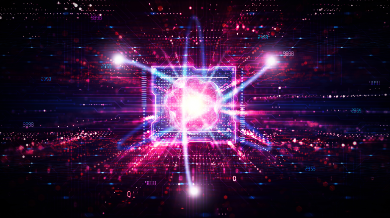 molecular close-up in pink color scheme