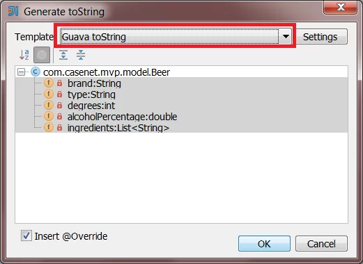IntelliJ IDEA toString() template