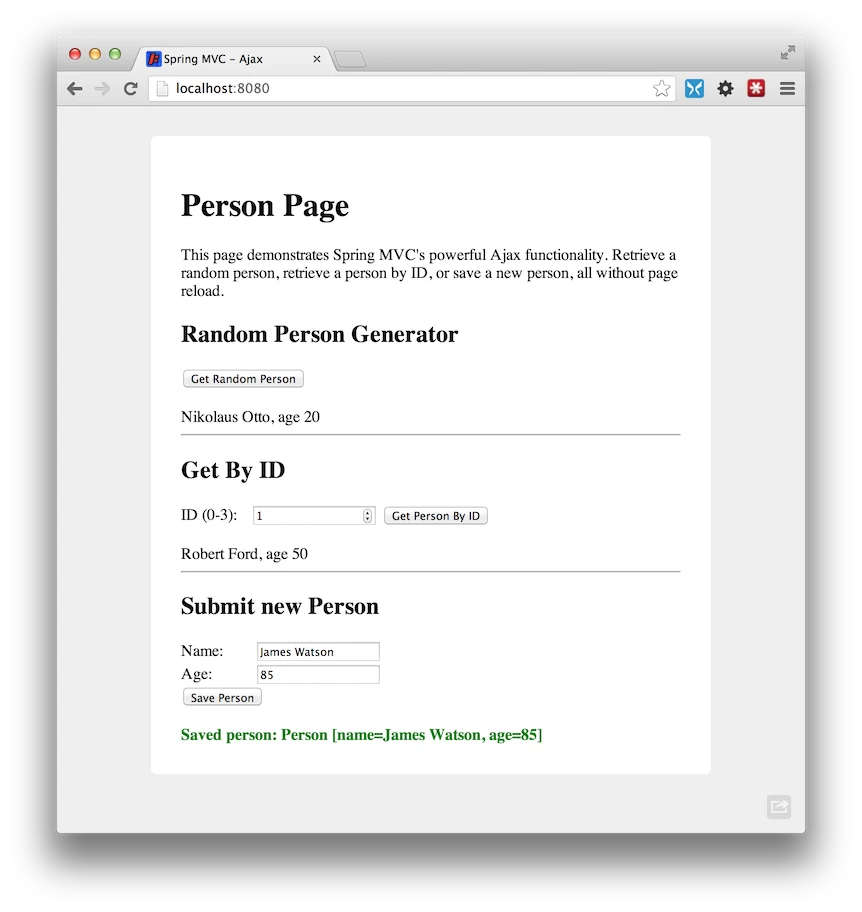 Spring MVC jQuery Ajax Example