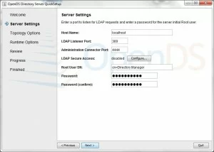 OpenDS Server Settings