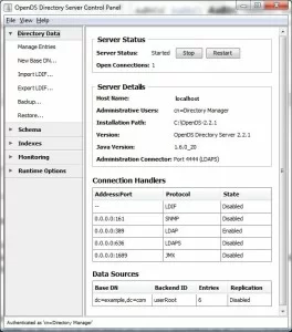 OpenDS Control Panel