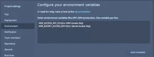 Configure your Codeship Environment variables