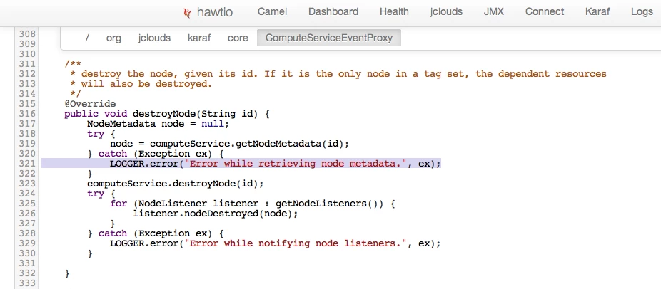 The code that generated the log entry