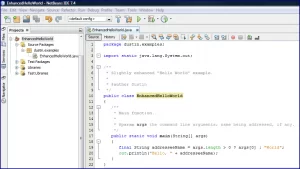 enhancedHelloWorldCodeInNetBeans74