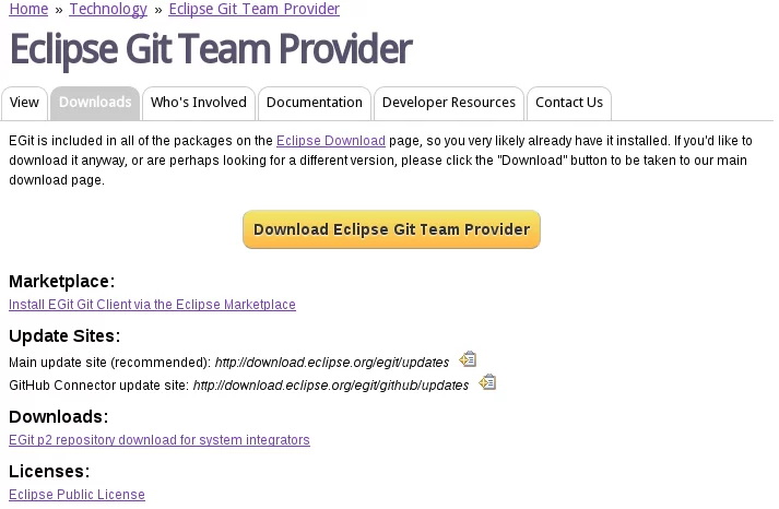 Downloads, marketplace, p2 repositories, …