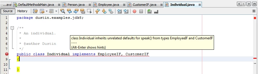 netBeans8CompilerErrorMultipleInterfacesSameDefaultMethodSignatures