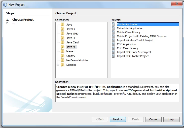Figure 1: Selecting the Java platform type