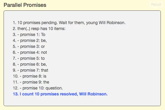 Figure 7: JSFiddle demo of parallel promises