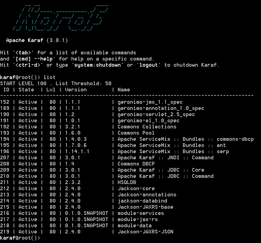 apache-karaf-list