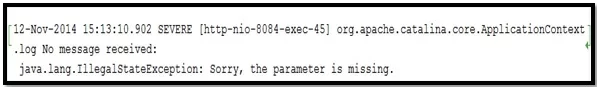 Java Servlet Figure 19: Output as visible in Apache Tomcat log