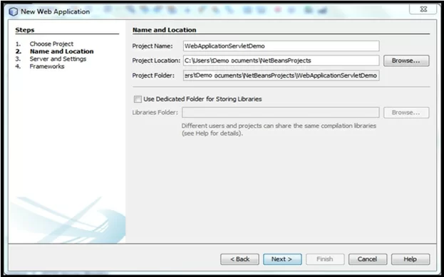 Java Servlet Figure 3: Create new WebApplication project in NetBeansIDE: WebApplicationServletDemo