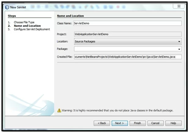 Java Servlet Figure 6: Adding Servlet Class Name