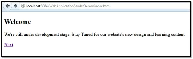 Java Servlet Figure 9: Output showing index.html welcome page