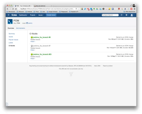 Jenkins builds in JIRA