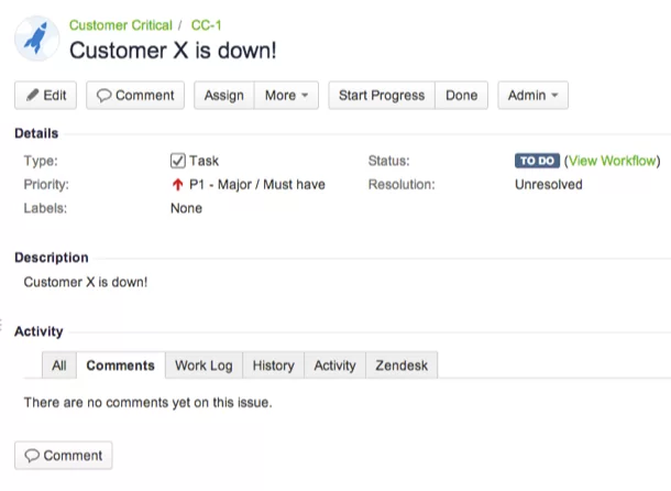 PagerDuty alert triggered by a ticket in JIRA