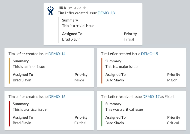 Slack messages spawned from JIRA