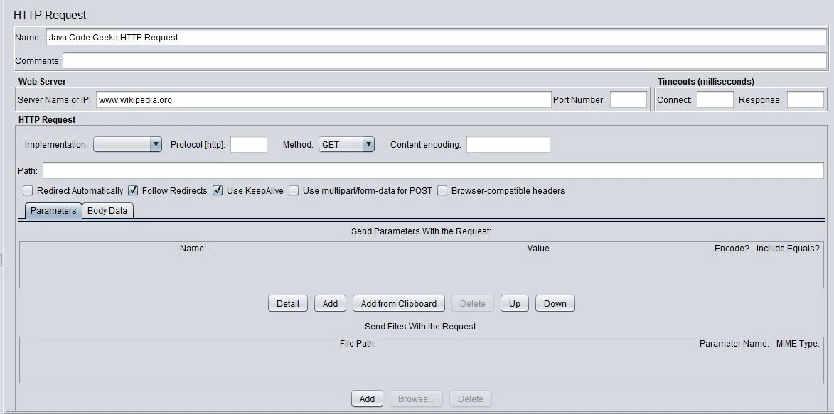 JMeter http config sampler