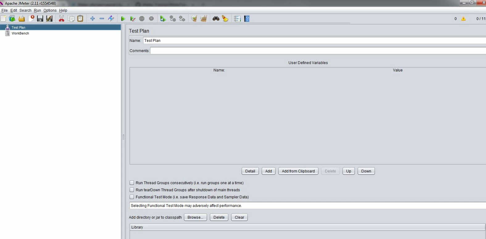 JMeter main screen