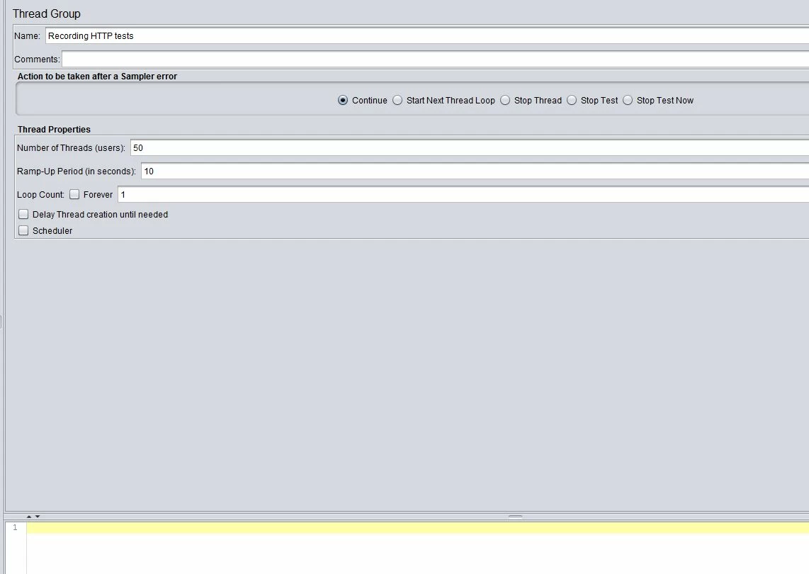 JMeter recording thread group config