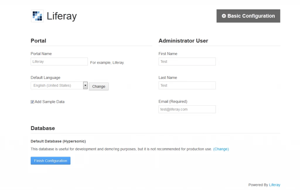 Picture 4: Successfully started Liferay