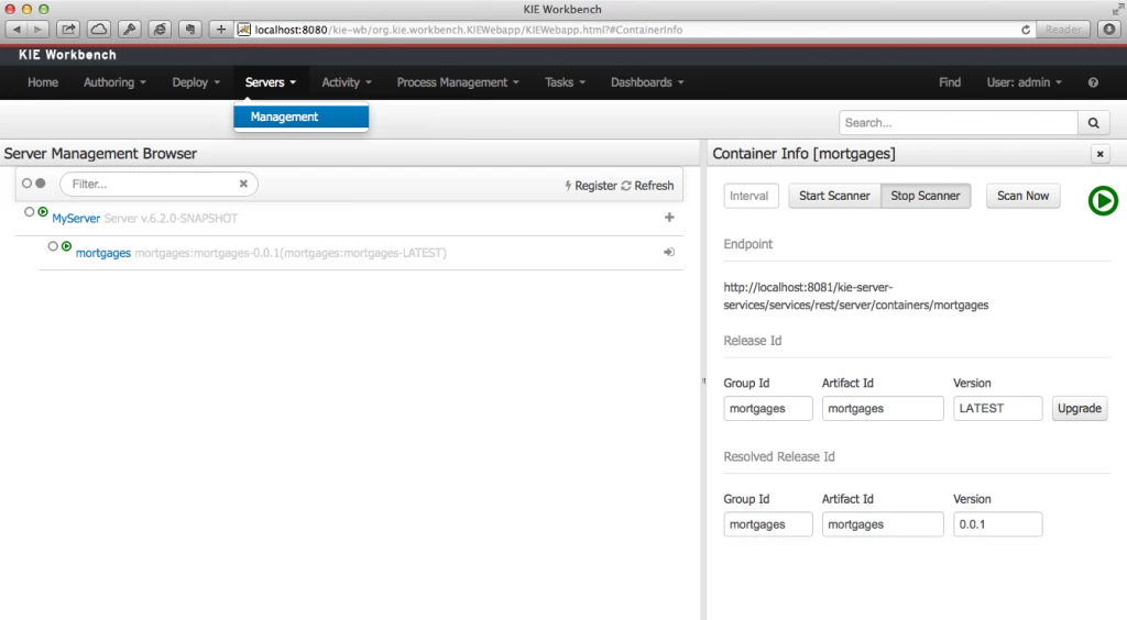 Execution Server Management UI
