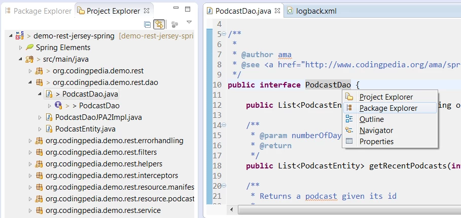 show-in-package-explorer-eclipse