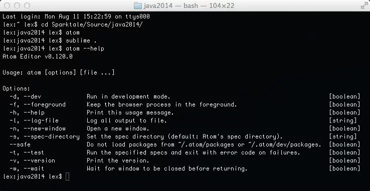 Atom’s command line tool