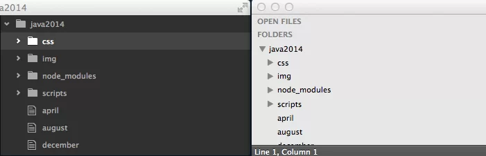 Atom on the left and Sublime on the right