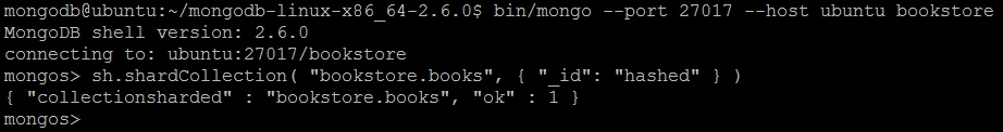 Picture 8. Enable sharding for books collection.