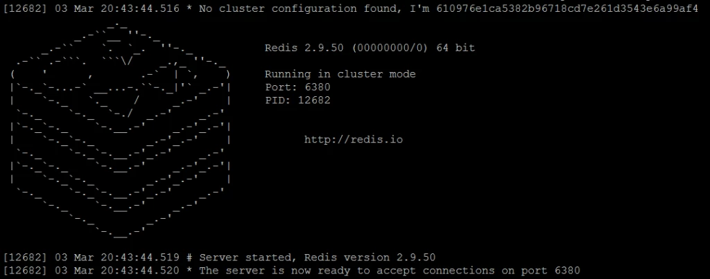 Picture 2. Redis master1 node is running in cluster mode.