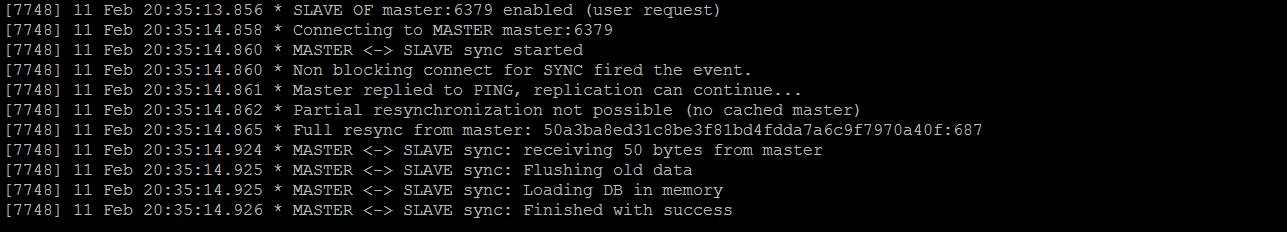 Figure 11. Standalone Redis instance becomes a slave (replica) and makes full resynchronization with the master