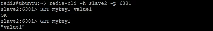 Figure 8. SET command on read-write slave (slave2) is accepted