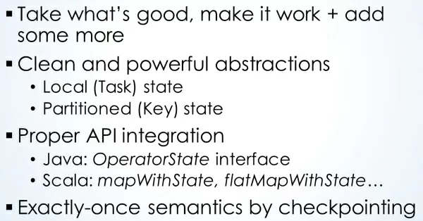 Figure 2 - List of things done in Apache Flink for stateful stream processing