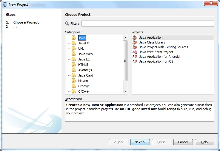 3: Create a new Java application
